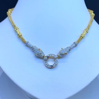 สร้อยคอพร้อมขั้วเสือฝังเพชร(จี้หัวใจใส่เป็นตัวอย่าง)