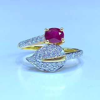 แหวนทับทิมใบไม้ไขว้สุดสวย